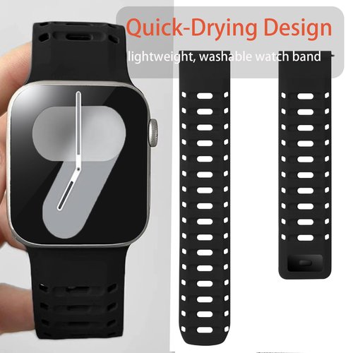 Lamshaw Compatible with Amazfit Helio Bands, New Sweat-Proof Sport Silicone, Breathable Unisex Strap Compatible with Amazfit Helio Fitness Tracker Wristband (Black)