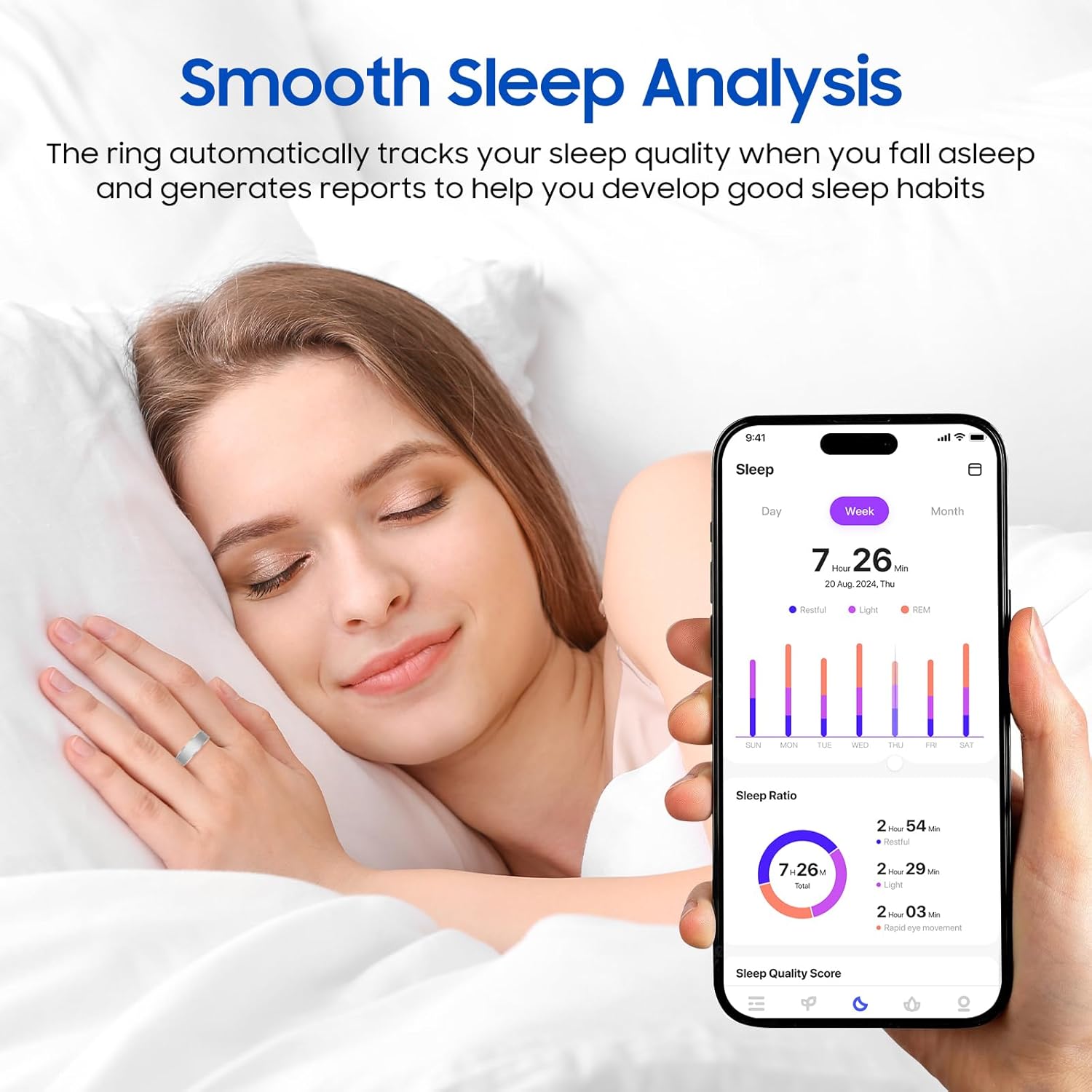 Smart Health Ring - Waterproof Fitness Tracker with Stress & Sleep Monitoring | Rose Gold, Size 9