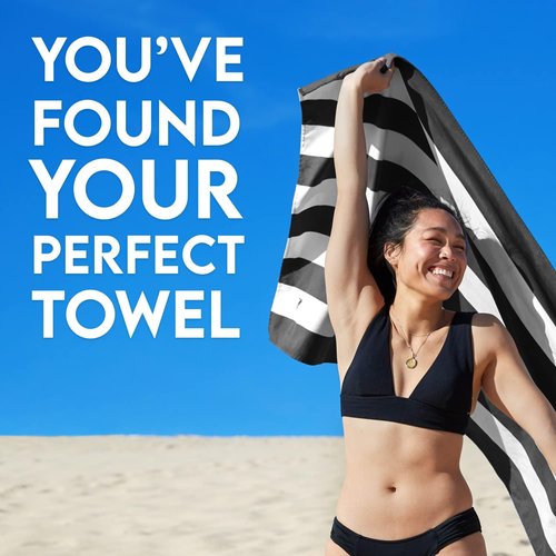 Dock & Bay Beach Towel - Quick Dry & Sand Free | Extra Large Cabana Kamari Charcoal (200x90cm)