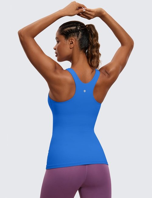 CRZ YOGA High Neck Tank Top for Women - Padded Racerback Yoga Camisole in Butterluxe Fabric
