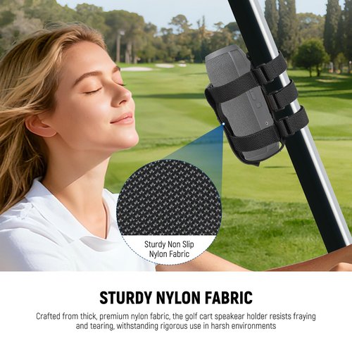 NEEWER Portable Speaker Mount for Golf Cart Accessories, Heavy Duty Adjustable Nylon Strap Holder for Wireless Bluetooth Speaker, Club Car UTV ATV Bike Scooter Motorcycle, GF02S
