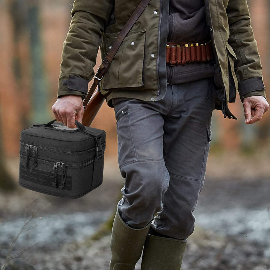 Skiennix Tactical Pistol Magazine Storage Bag - Double Layer with 5 Mag Slots & Lockable Zipper