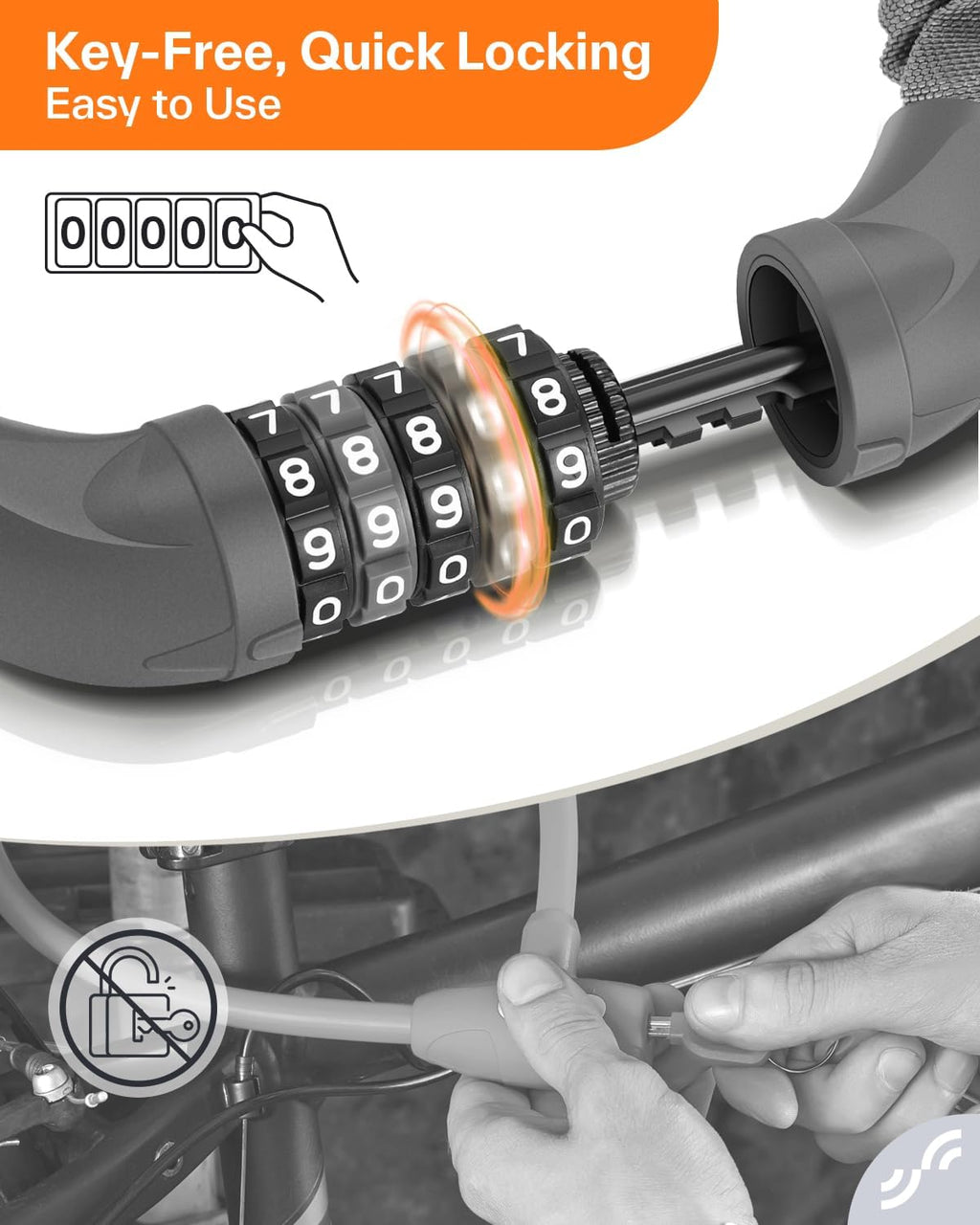 Sportneer Bike Lock - High Security 5-Digit Combination Chain Lock | 3.2/3.6/4ft Heavy Duty, Keyless Design for Bikes, Motorcycles, Scooters, Doors & Gates - 4/6mm Thick