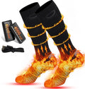 Rasfalo Heated Socks for Men Women, Rechargeable Heated Socks with 4000mAh Battery 3 Heating Levels, Electric Socks Thermal Foot Warmer Socks for Winter Outdoor Sports, Camping, Hunting Black & Gray