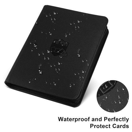 GERMUN PU Card Binder - Premium 16 Pocket Album for 1000+ Cards | Double-Sided Holder (Black)