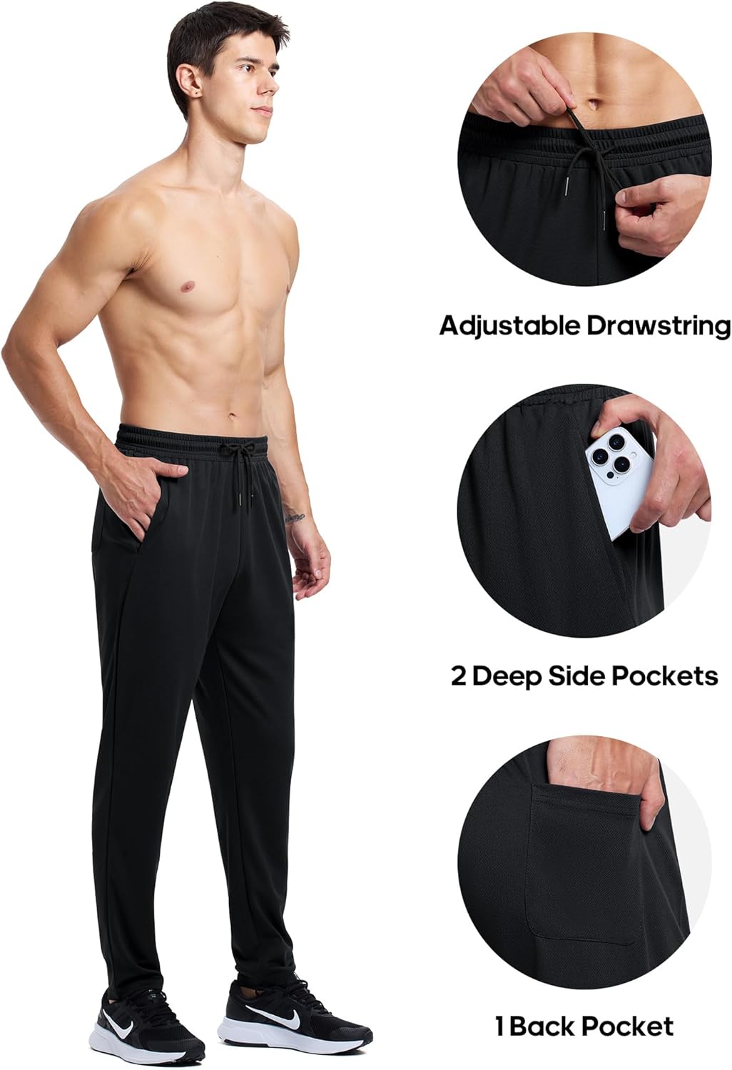 Skiennix Men's Athletic Sweatpants - Lightweight Quick-Dry Joggers with Pockets for Gym & Lounge