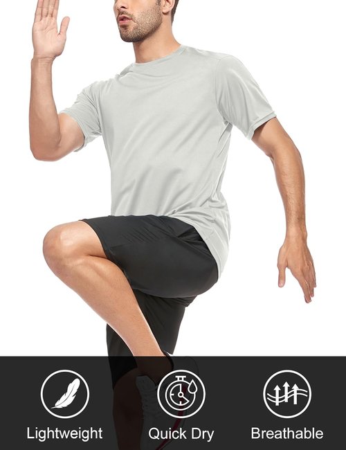 HOPLYNN Men's Dry Fit Workout T-Shirts - 5/7 Pack Short Sleeve Athletic Tees for Running & Gym