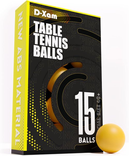 D-Xam Ping Pong Balls - 15 Pack Official 40mm High Bounce Training Balls | Orange & White