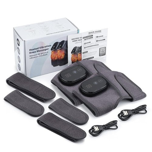 NORTHERN BROTHERS Cordless Heated Knee Massager with Heat & Vibration, 3 Heat & Vibration Modes, 5000mAh USB-C Rechargeable, Adjustable Wrap for Knee Shoulder Elbow (2 Pack)
