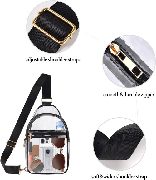 Clear Bag Stadium Approved - Clear Crossbody Purse for Concerts & Sports Events | Unisex Design