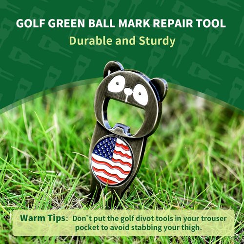 Yulinmon 6-in-1 Metal Golf Divot Repair Tool & Ball Marker - Golf Divot Repair Tool, Bottle Opener Ball Marker, Golf Essential, Ideal Gift for Golf Enthusiasts, Accessory Gift for Men & Women