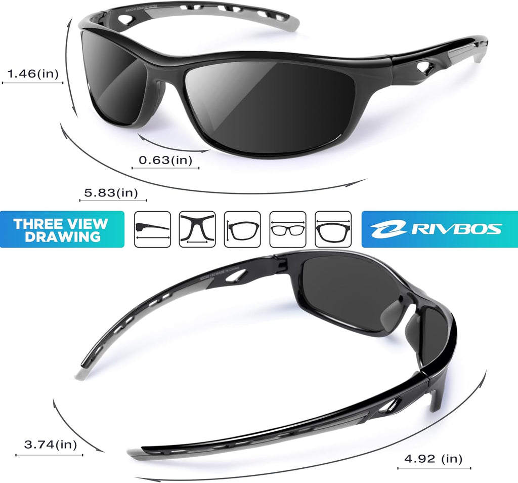 RIVBOS Polarized Sunglasses for Men & Women - UV Protection Sports Shades | Cycling & Fishing RB833