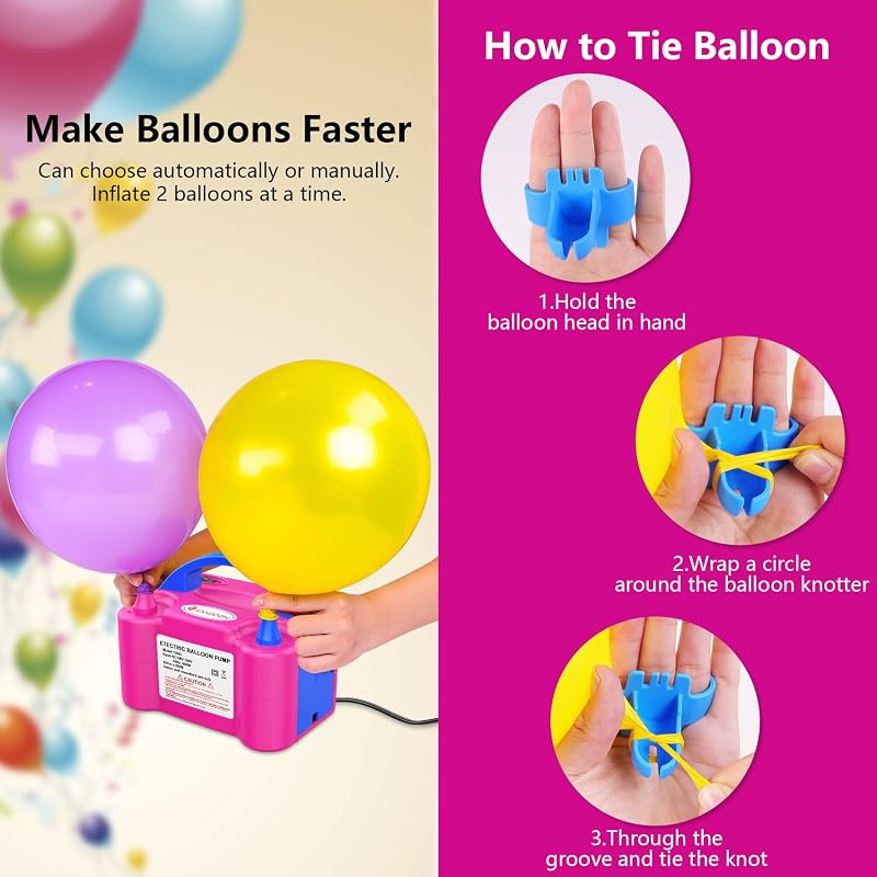 IDAODAN Big Red Electric Balloon Pump - Portable Dual-Nozzle Balloon Blower