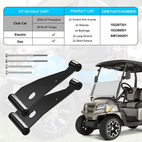 ENEKERP Club Car Control Arm Delta A-Plate Kit, Golf Cart Control Arm A-Arm for Club Car Precedent 2004-UP & Tempo 2018-UP Gas & Electric Models, OEM# 102287301, 103388501, AM1244201, 2PCS