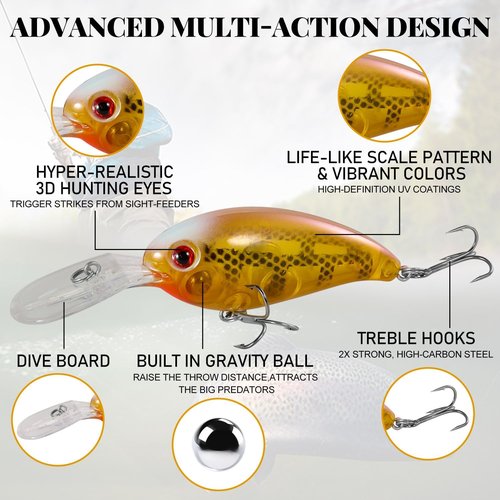 Fishing Lures - Multi-Jointed Hard Baits for Bass & Trout | Deep Diving Swimbait Crankbait