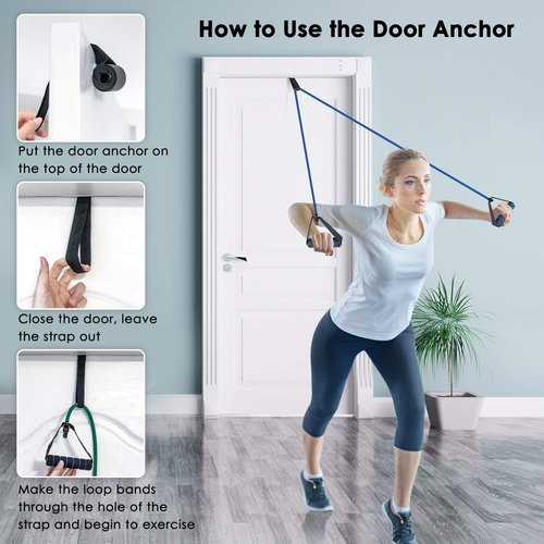 Cikyner Resistance Bands, Resistance Tubes Resistance Bands with Handles Exercise Bands, Ideal for Home Gym Physical Therapy Strength Training Muscle Toning, Door Anchor & Bag Included (Blue)