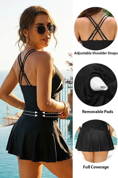 Daci One Piece Swim Dress - Modest Tummy Control Bathing Suit with Ruched Skirt | 2026 Collection