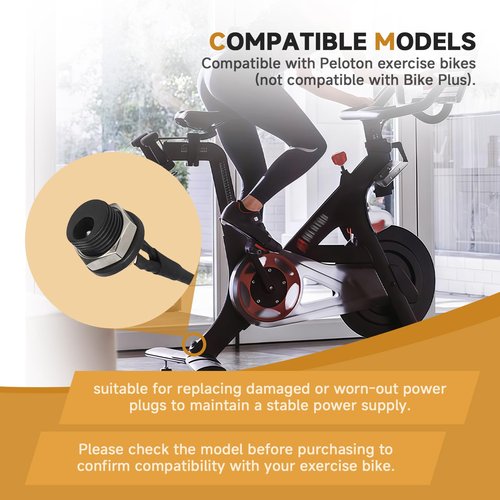 MUGLFPT Power Cord Plug Connector Compatible with Peloton Bike (Not for Bike Plus), Oval DC Jack, 8.85 Inches Long, Exercise Bike Power Plug Connector Replacement