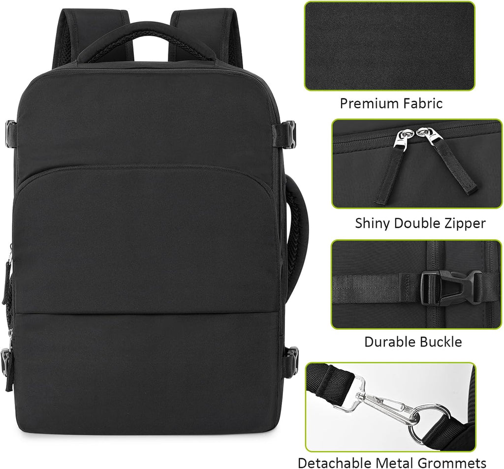 Snoffic Travel Backpack - Waterproof Laptop Bag with USB Charging Port | 17-Inch, Flight Approved