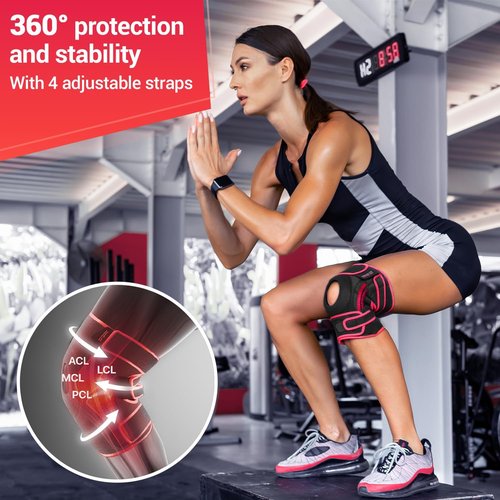 Dr. Brace Elite Knee Brace - Maximum Pain Support with Side Stabilizers & Gel Pads | X-Large, Sunrise