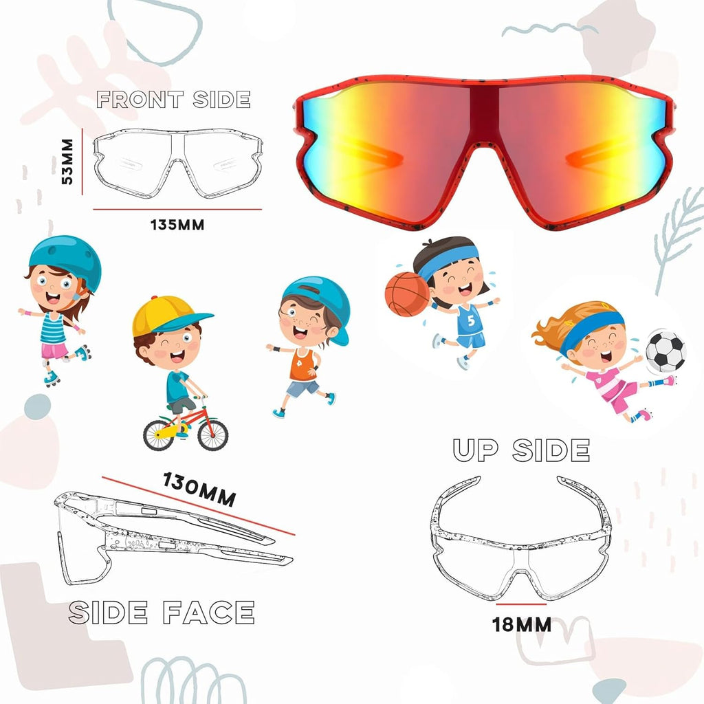 Skiennix Unisex Youth Cycling Sunglasses - UV400 Wraparound Shades for Tennis & Softball | Versatile Outdoor & Indoor Use