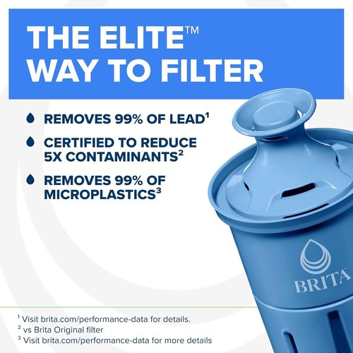 Brita Elite Water Filter Replacements - NSF Certified to Remove 99% of Lead | 2 Count, Blue