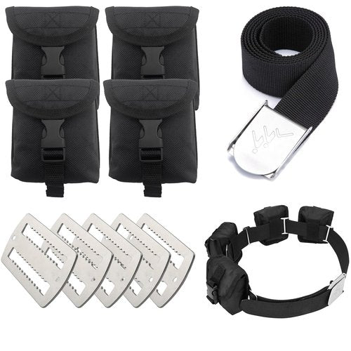 Scuba weight belt with 4 pockets, quick release buckle diving pocket weight belt with 5pcs weight keepers,weight pouch belt fit for waist 32" to 52"