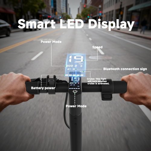 Folding Electric Scooter - 350W Motor, 19MPH Speed, 12/15 Miles Range, 8.5” Solid Tires