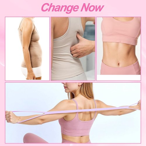 Gjinxi Resistance Bands Set - 2pcs Figure 8 Bands with Handles for Yoga & Pilates - Pink & Blue