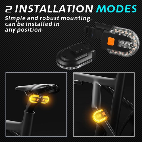 Rechargeable Bike Tail Light with Turn Signals, USB Charging,Remote Control 5 Lighting Modes,Split Bike Turn Signals, Waterproof Bicycle Rear Light for Night Riding, Mountain Cycling and Road Safety