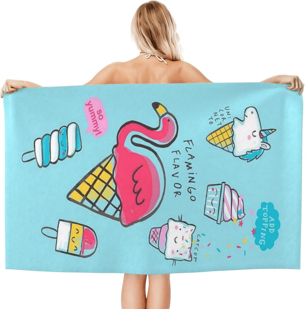 Skiennix Cute Mermaid Beach Towel - Personalized Microfiber Quick Dry Design | Oversized 30"x60" for Kids