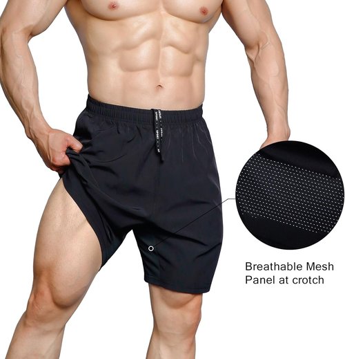 Gaglg Men's Athletic Shorts - Quick Dry Workout Running Shorts with Zipper Pockets | 7" 2-Pack