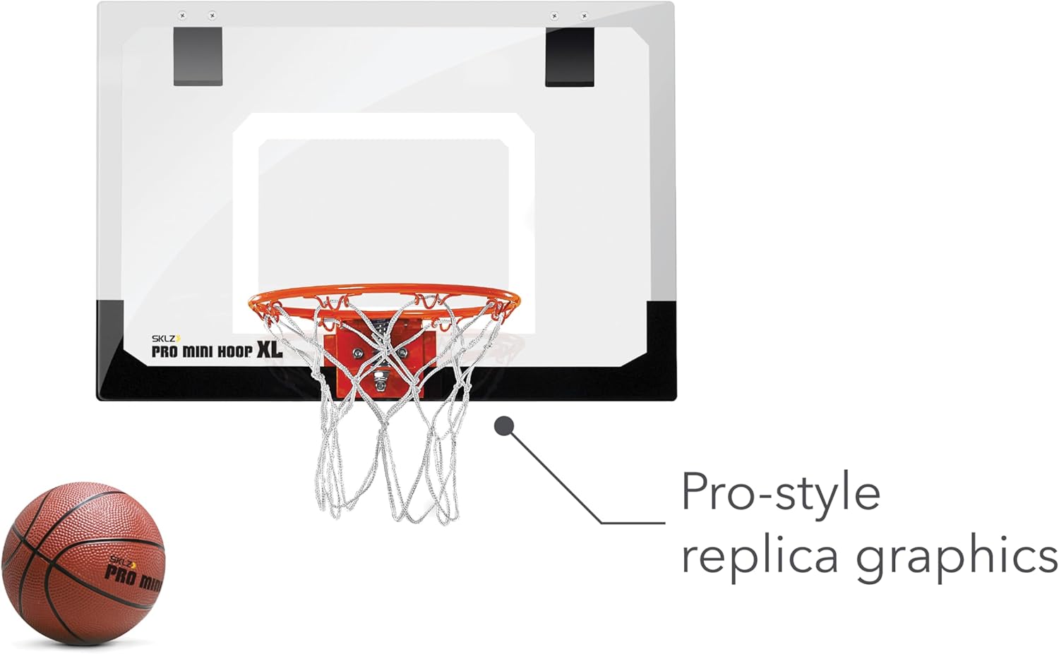 SKLZ Pro Mini Indoor Basketball Hoop - Portable Over The Door Design - Perfect for Home, Dorms & Offices