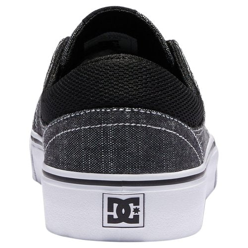 DC Men's Trase TX SE Skate Shoe, Black/White/White, 4.5