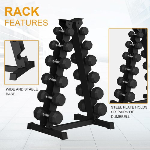 GarveeLife Premium Rubber Coated Hex Dumbbell Weight Set - 210 LBS (6 Pairs) for Home Gym Workouts