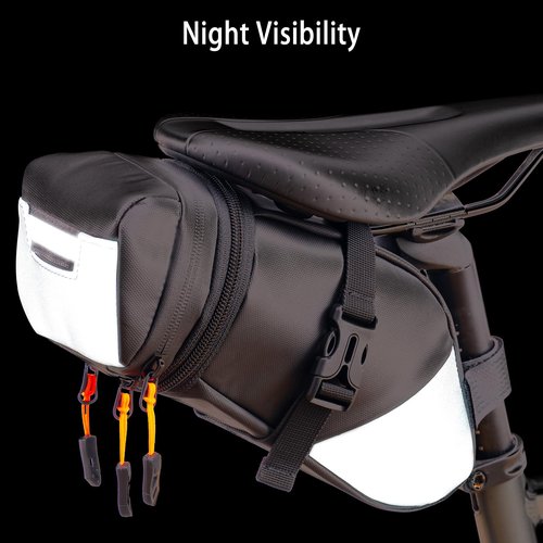 Colefunmit Bike Seat Bag, Water-resistant Bicycle Saddle Bag with Reflective Strap, Expandable Capacity Cycling Under Seat Pouch 1.5-2 L, Bike Seat Pack for Mountain Road Bikes and Commuters