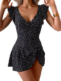 Aidonger One Piece Swimdress - Tummy Control Ruffle Swimsuit for Women | V-Neck Tie Knot Design