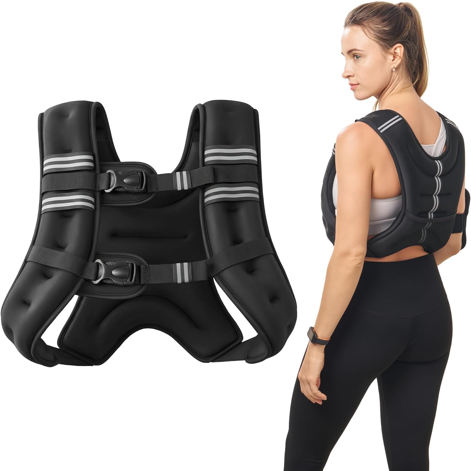 ZELUS Weighted Vest - Adjustable 6lb to 30lb for Enhanced Strength Training & Fitness | Reflective Stripe