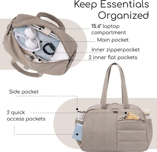 CAMTOP Gym Bag - Lightweight Water-Resistant Duffle with Yoga Mat Holder | 16-Inch Camel Travel Bag