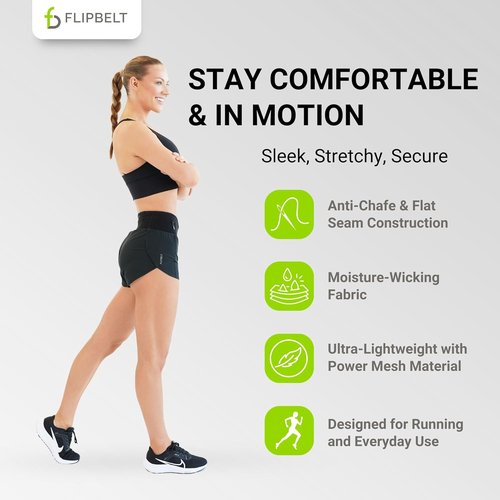 FlipBelt High Waisted Running Shorts - Quick-Dry Activewear with Pockets & Built-In Belt | Perfect for Workouts