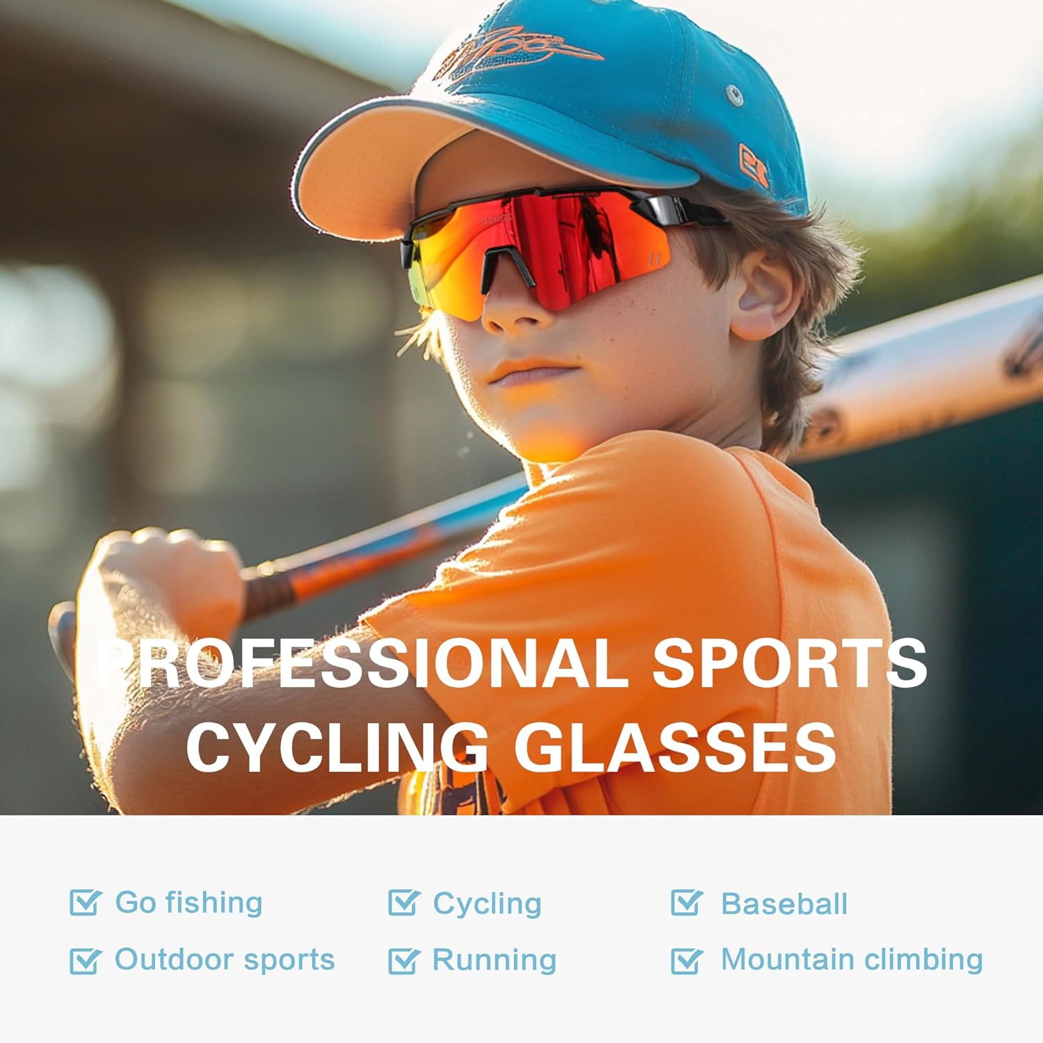 Suoso Kids Polarized Sunglasses - Lightweight Baseball & Cycling Glasses for Ages 6-12