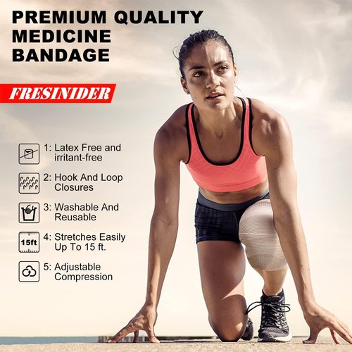 FRESINIDER Premium Elastic Bandage Wrap - 3" Cotton Latex-Free Compression | 8 Pack for Sports & Injury Recovery