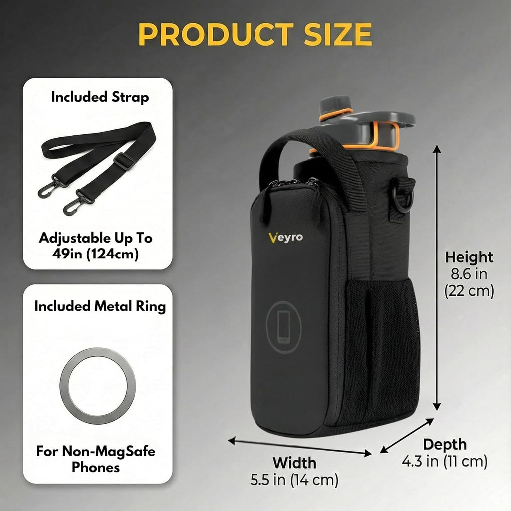 Veyro Magnetic Gym Bag - Strong Magnetic Phone Holder & Compact Crossbody Pouch - Black