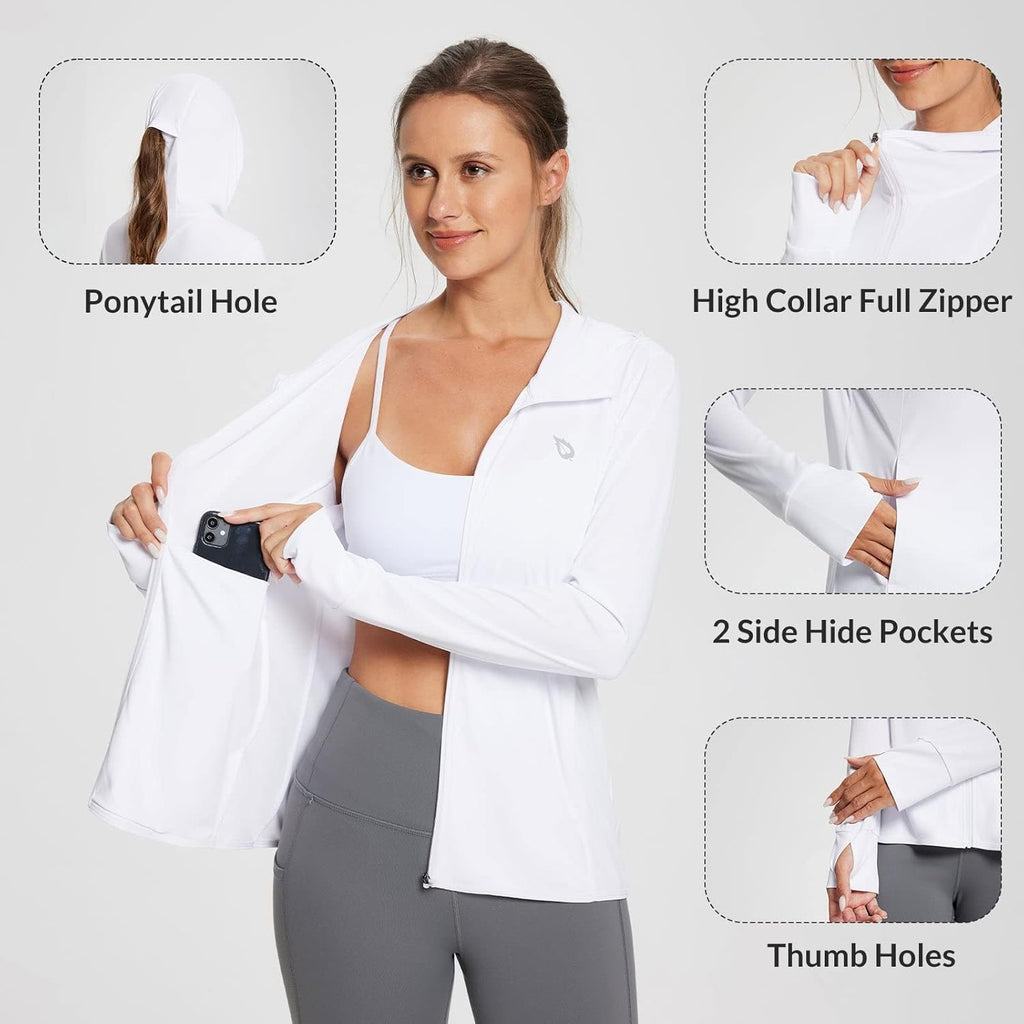 Baleaf Women's Lightweight Sun Protection Hoodie Jacket - Long Sleeve Cover-Up Shirt in Stylish Design