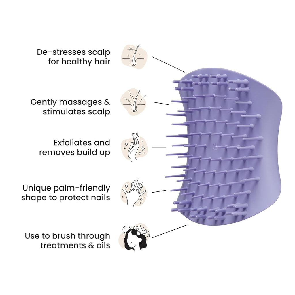 Tangle Teezer Scalp & Shampoo Hairbrush - Exfoliate & Massage for All Hair Types | Lavender Lite Purple