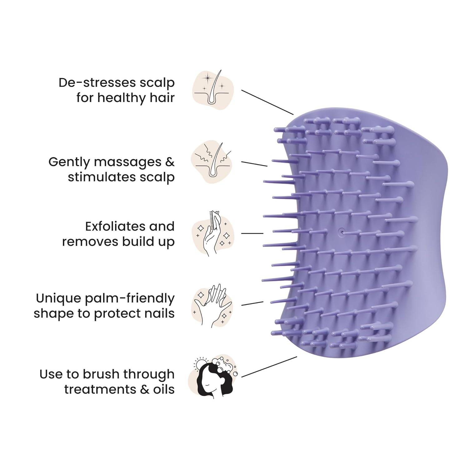 Tangle Teezer Scalp & Shampoo Hairbrush - Exfoliate & Massage for All Hair Types | Lavender Lite Purple