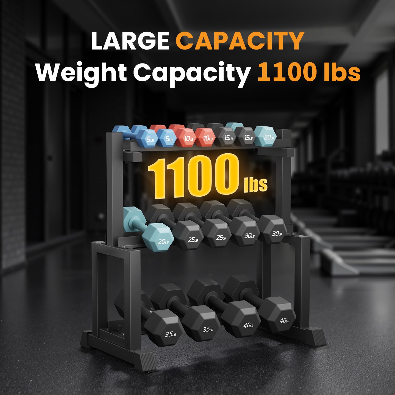 VOPEAK 1100LB Capacity Dumbbell Rack - 3-Tier Heavy Duty Weight Rack & Dumbbell Stand for Home Gym, Adjustable Storage Organizer for Dumbbells, Kettlebells, Space-Saving Weight Stand-(Rack Only)