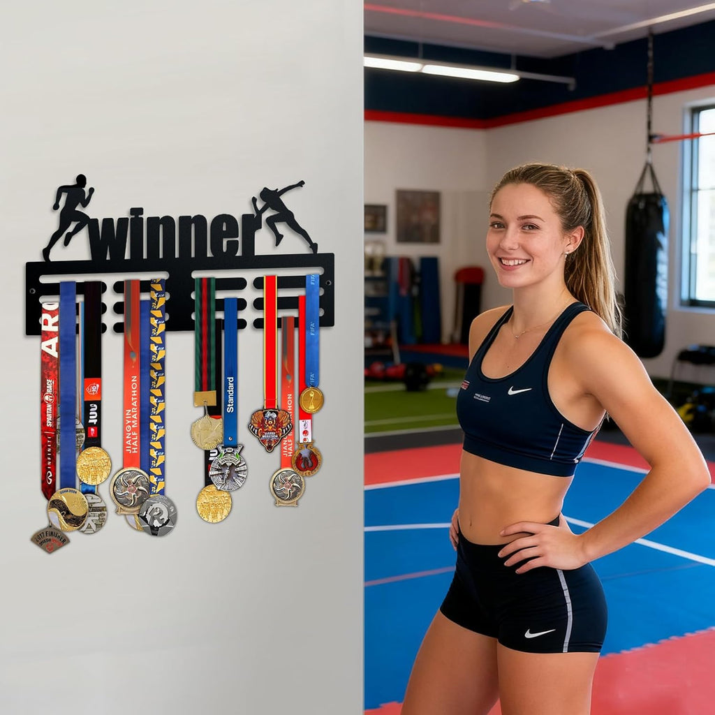 Premium Medal Display Rack by [Brand Name] - Wall Mount Sports Medal Holder for Athletic Achievements