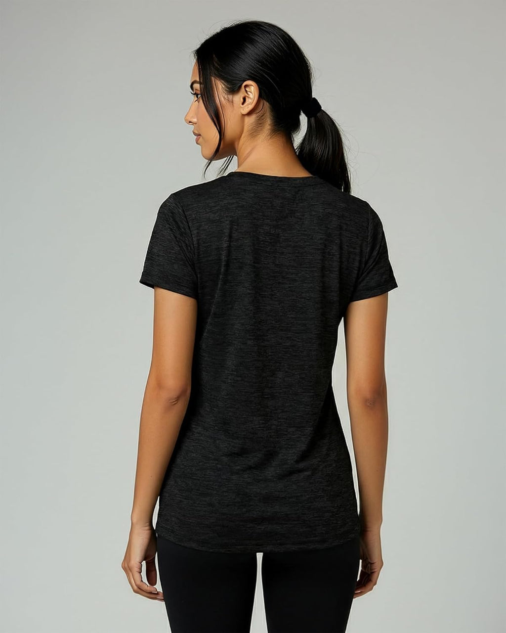 Real Essentials Women's Dry-Fit Short Sleeve V-Neck T-Shirt - 5 Pack Workout & Yoga Tops (Plus Size Available)