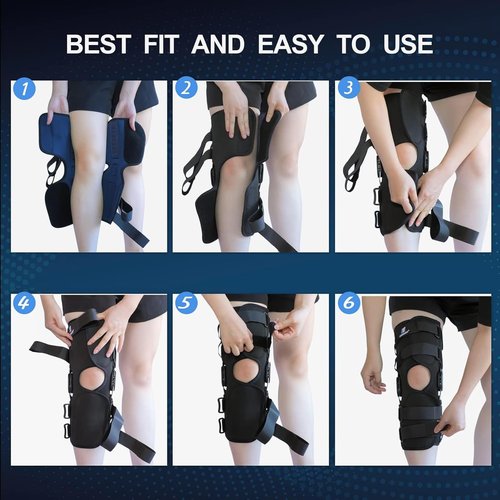 Knee Braces for Knee Pain Women Men, 16inch Hinged Knee Brace with for Side Stabilizers Meniscus Tear Knee Pain ACL MCL Injury Recovery Wraparound Knee Support with 4 Adjustable Compression Straps